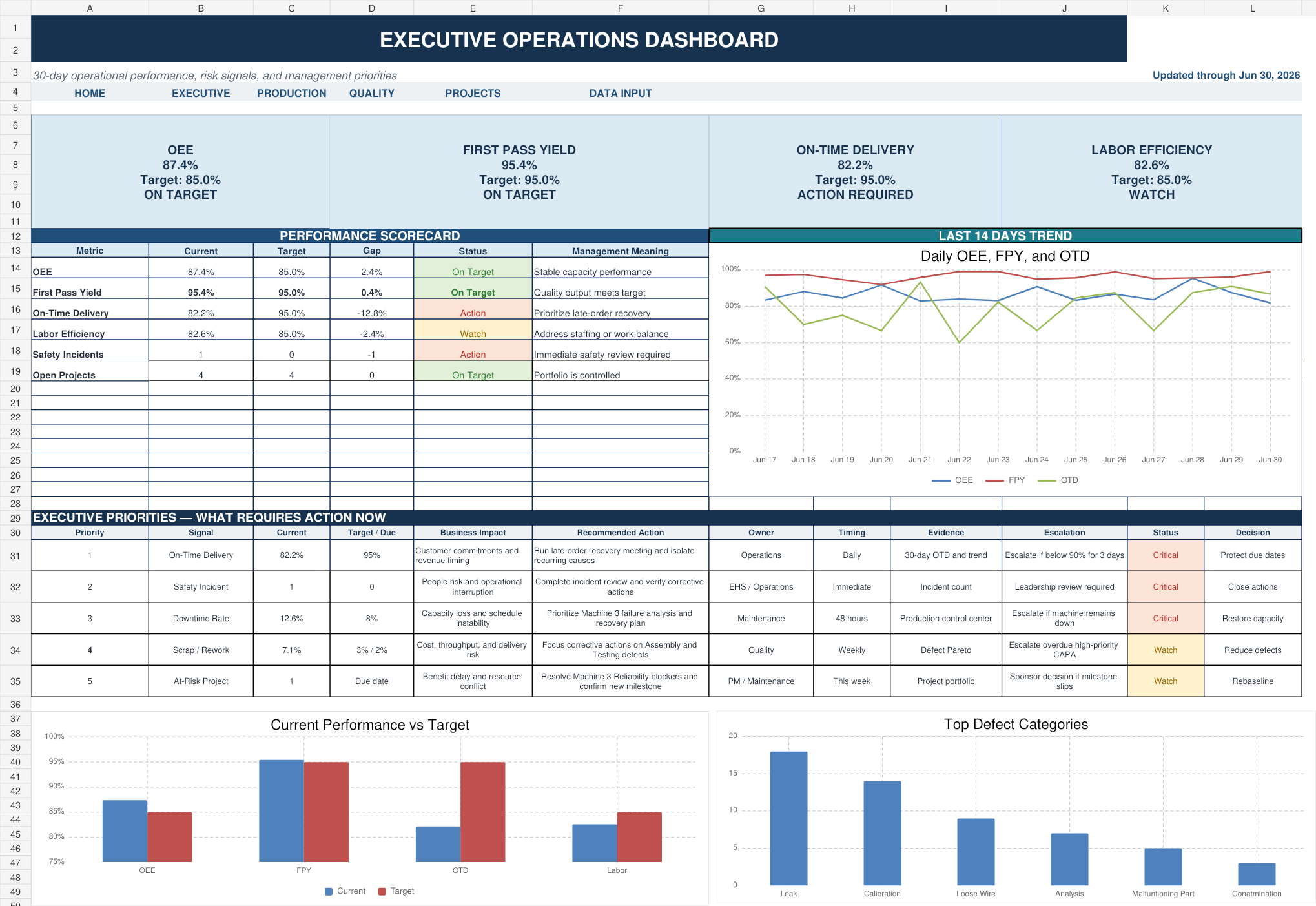 Full preview of the Executive Operations Dashboard