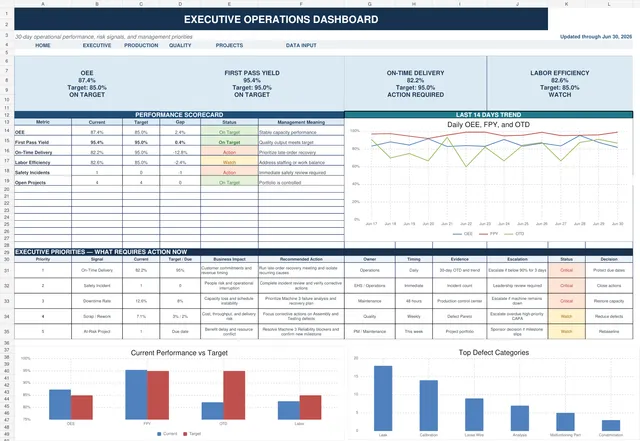 Preview of the Executive Operations Dashboard